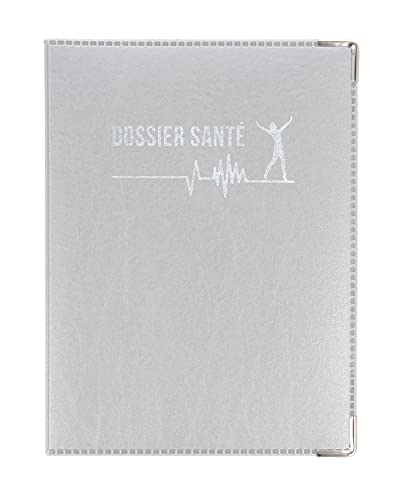 Porte Ordonnance Gris Argent Fabrication Française Etui Carte Vitale mutuelle Dossier santé Feuilles Maladies Cover