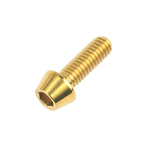 Image of Titanium Ti DIN912 M4 8 10 12 15 20mm Tapered Head Hex Bolts Bicycle Screws Pack of 6 (Gold, M4x12mm)