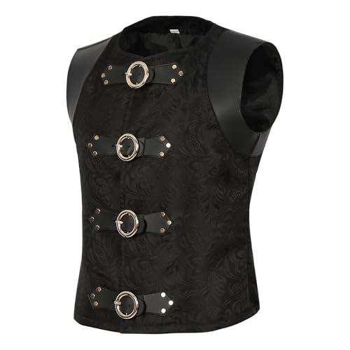 Vhersily 2025 Regalos de carnaval - Chaleco de caballero jacquard vintage gótico gótico medieval para hombreChaleco de caballero jacquard vintage gótico gótico medieval para hombre, Negro , S