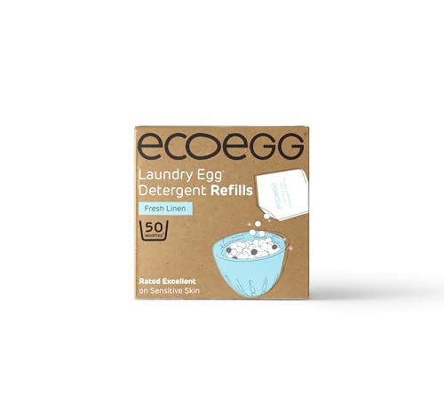 Ecoegg Laundry Egg Refill Pellets | Refillable Laundry Detergent | Fresh Linen | 50 Loads | Gentle Formula with No Enzymes, Bleaches or Phosphates