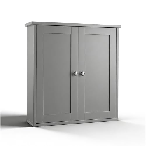 LEADZM Armoire Murale Salle de Bain, Meuble WC Suspendu avec 1 Portes, Étagère Réglable, Placard de Rangement pour Toilette, Salon (Style 3, Gris)