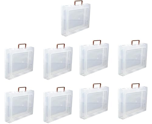 Image of Multipurpose Plastic Rectangular Storage Boxes with Locks and Handle Matte Finish for Saree, Laptop, Books (Set of 9, Bahurani)