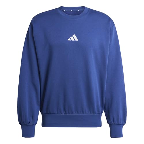 Adidas Herren Essentials FEELCOZY Fleece Sweatshirt, Dark Blue/White, XXL