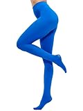 CozyWow Womens 80 Denier Solid Color Soft Semi Opaque Footed Tights Royal Blue, Small / Medium, Royal Blue