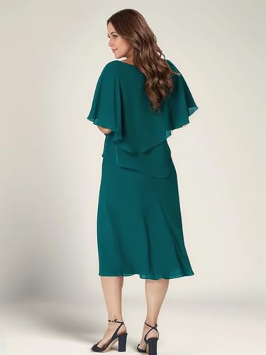Tea Length Chiffon Mother of The Bride Dresses for Women Formal Wedding Guest Dress Dressy2