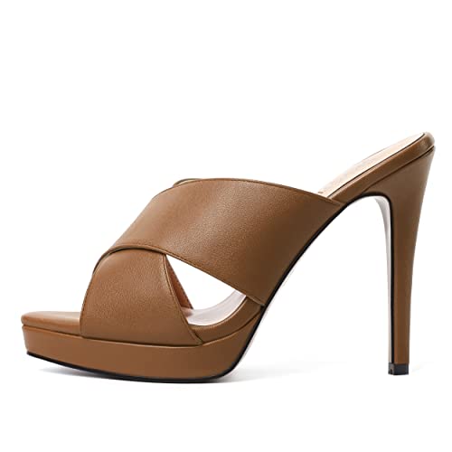 SKYSTERRY Womens Slip On Dress Matte Office Platform Peep Toe Stiletto High Heel Heeled Sandals 4.7 Inch2