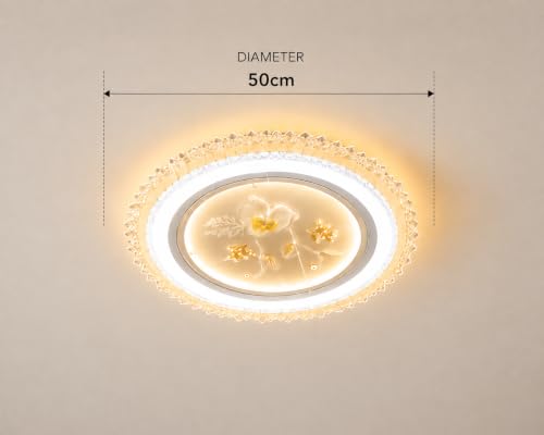 Image of FILLISKA Aluminium Luxurious 3 in 1 Led Ceiling /Wall Chandelier Light with 3 Step Colour Changing Function (Acrylic White-617-3R)