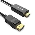 AVACON 4K DisplayPort to HDMI 6 Feet Gold-Plated Cable, Uni-Directional DP 1.2 Computer to HDMI 1.4 Screen DisplayPort to HDMI Adapter Male to Male Black