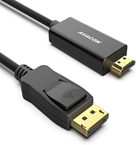 AVACON DP(Displayport) to HDMI Adapter, Display Port Male to HDMI Male Gold-Plated Cord 6 Feet Black HDMI Cable