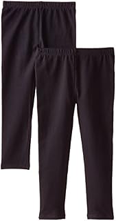 The Children's Place Girls' 2 Pack Basic Leggings, Black, Large (10/12)