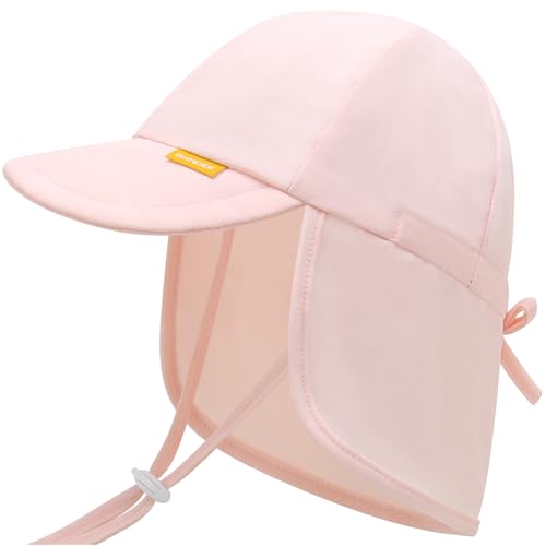Image of Duoyeree UPF 50+ Baby Sun Hat, Neck Flap Protection for Toddlers | UV shield, stretch nylon spandex, adjustable back drawstring, machine washable, foldable for beach travel, sizes 0-5T