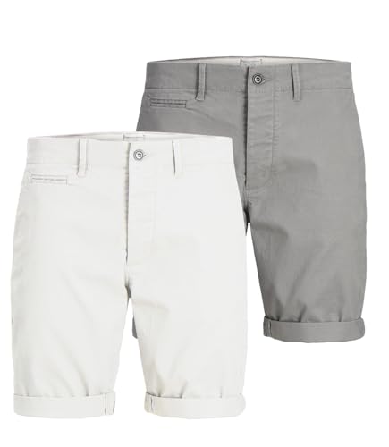JACK & JONES Herren JPSTENZO JJCHINO Shorts WW 01 STS, White/C. Ultimate Grey, L – Ansicht 1