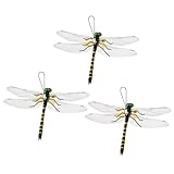 Sinbana 3stk Libellen-Hutclips, Anstecknadel und Schlüsselband Simulierter Realistischer Libellenclip Künstliche Libellen Zubehör für Hüte Rucksäcke Drinnen und Draußen Camping Hof Pflanzendekoration