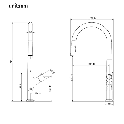 Grifo de cocina monomando gris plomo con diseño moderno de arco elevado 7