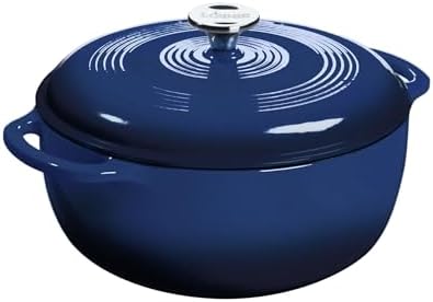 Lodge Essential Enamel Cast Iron Dutch Oven 6 Quarts - Perfect for Bread Baking, Braising, Marinating & Slow Cooking, Features Moisture-Sealing Lid & Dual Handles, Kitchen Essentials, Indigo