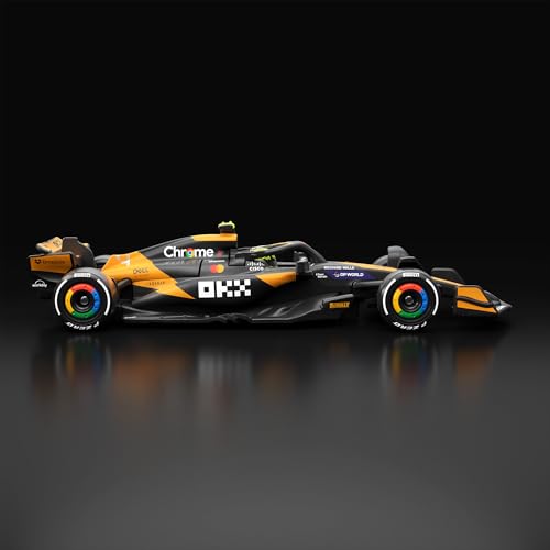 Hot Wheels MC Laren Formule 1 à l’échelle 1/64 Voiture de Course Miniature de Collection avec pneus Real Riders, carrosserie et châssis en métal, JBM11