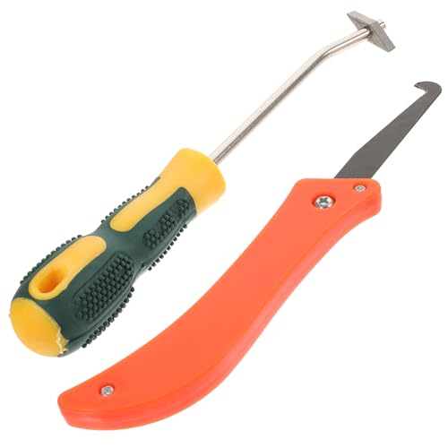 Healeved Kit de 2 Herramientas Manuales para Eliminar Lechada y Sellador en Juntas de Baldosas Cortador y Raspador de Tungsteno Mango Ergonómico y Gancho para Color Color Aleatorio