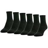 GOLDTOE Women's FIT TEC Cushion Quarter Socks, 6-Pairs, Black, Shoe Size: 6-9