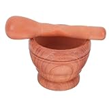 Housoutil 2セットガーリックグラインディングボウルニンニク粉砕ボウルニンニク乳棒乳房モルタルピルモルタル ル粉砕ボウル