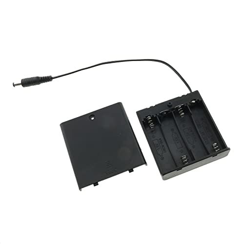 E-outstanding Male Connector 4 AA Battery Case Box Holder with ON-Off Switch, DC Male 5.5x2.1mm