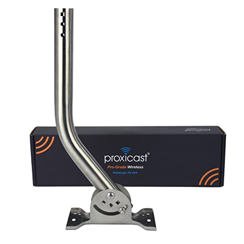 Proxicast Pro-Grade J-Max 100% Solid Stainless Steel Antenna Mount - Universal Outdoor Adjustable Pivot/Lock Bracket & J-Pipe Mast (1.5" X 18" Pole) For Wall, Eave Or Roof Mounting (Ant-800-Jp3) #TOP1