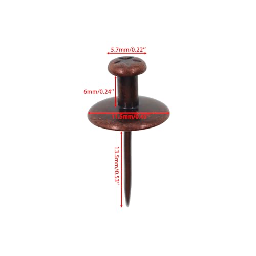 Image of Double Headed Picture Hangers Nails,TTZEZE Zinc Alloy Small Head Hanging Nail,Decorative Nail Push Pins,Small Head Hanging Photo Hook Thumb Tacks Red Bronze 40PCS