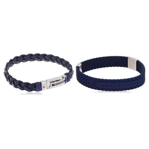 Bracelet pour Homme en Cuir + Bracelet en Silicone, bleu marine - Tommy Hilfiger Jewelry