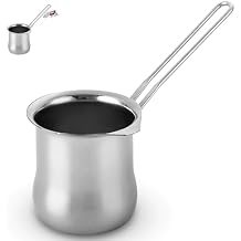 Alpine Cuisine Stainless Steel Coffee Warmer, 16oz with Ergonomic Hanging Handle - Turkish and Greek Coffee Maker, Butter Warmer, and Milk Pot for Home & Cafe Heating and Melting