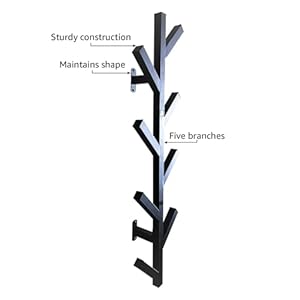 PREMIUM RACKS Coat Rack & Hat Rack - Modern Design - Wall Mounted - Stylish - (Black) PREMIUM RACKS Coat Rack Hat Rack Modern Design Wall Mounted Stylish Black