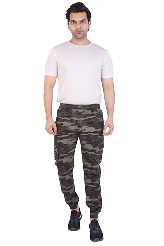 Image of Men's Cotton Regular Fit Camouflage Jogger | Elastic Waist Sports Trackpants | Activewear for Everyday Use