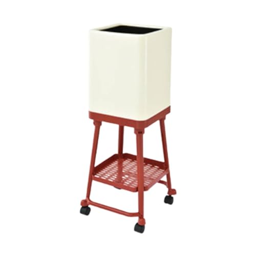 MERIGLARE ゴミ箱 キャスター付き ゴミ箱 多機能 ミニマリスト 収納棚付き 家庭用 寝室 ドレッサー オフィス用, 赤