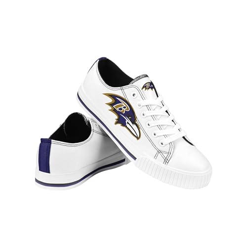 Image of FOCO NFL Womens NFL Ladies Fashion Team Big Logo Low Top White Canvas Sneakers Shoes