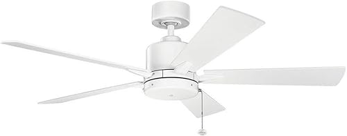 KICHLER 330242MWH Protruding Mount, 5 Matte White Blades Ceiling fan, White, 52"