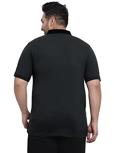 Kalt Men Half Sleeves Polo Neck Cotton Blend Striped T-Shirt