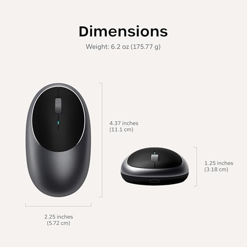 Image of Satechi M1 Wireless Bluetooth Mouse, USB-C Rechargeable, Compact & Portable, for MacBook Air /Pro /Neo, iPad Air /Pro, iPad mini, Mac mini, iMac & Windows - Space Gray
