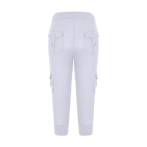 Capri Yoga Pants for Women Casual 2024 Summer Drawstring Elastic High Waist Pant Stretchy Cropped Trouser3