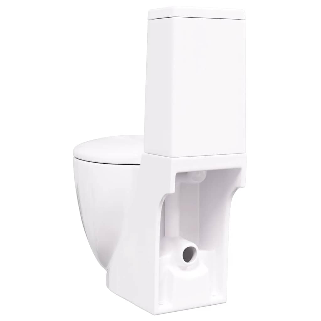 Inodoro De Cerámica Con Cisterna Blanco Horizontal