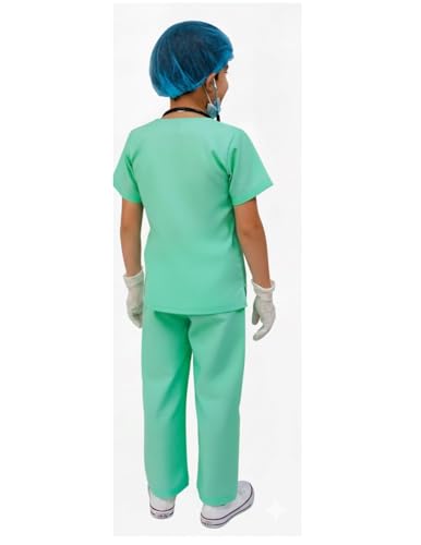 Image of BookMyCostume Surgeon Doctor Dress for Kids 7-Pc Costume - Complete Medical Uniform Set with Stethoscope, Mask, Cap, Syringe & Gloves | Perfect for School Fancy Dress Competition Role Play 6-7 Years
