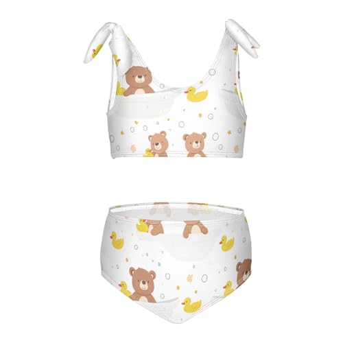 Wusikd Cute Brown Bears Girls Swimsuits Two Piece Ducks Swimwear Bikini Set for for Girls Size 3T