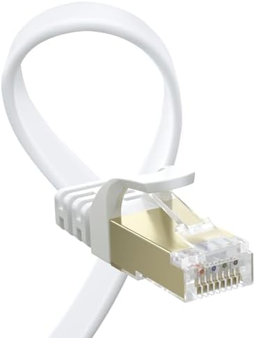 BUSOHE Cat 8 LAN Kabel 4Meter, 40Gbps Flaches Netzwerkkabel Ethernet Weiß | Hochgeschwindigkeits Gigabit RJ45 Patchkabel, Internet Flachband Kompatibel mit Router, Modem, PC, Lapto
