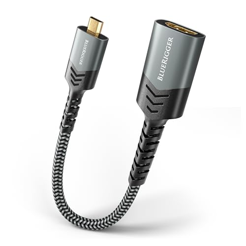 Adaptateur micro HDMI vers HDMI 4K 60Hz HDR BlueRigger fluide et fluide 3D