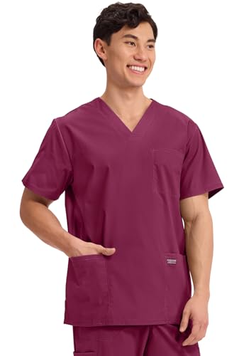 Image of Cherokee WW Professionals Men's V-Neck Scrub Top 4 Pockets Medical Shirt