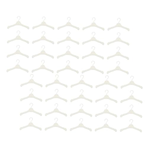 Hemoton Set of 100 Plastic Mini Doll Hangers Dress Rack Toys Small Hangers for Doll Clothing for Boys and Girls