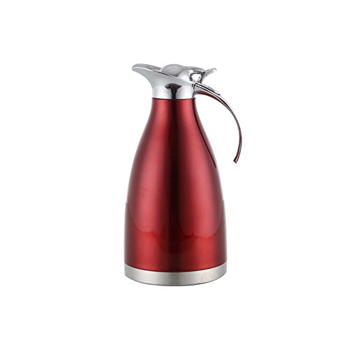 ELEOPTION® 68 Oz 2L Large Capacity Stainless Steel Thermal Carafe with Press Butt Double Wall Vacuum Insulated as Carafe Thermal Coffee PotWater Tea Drink Pot (Red)