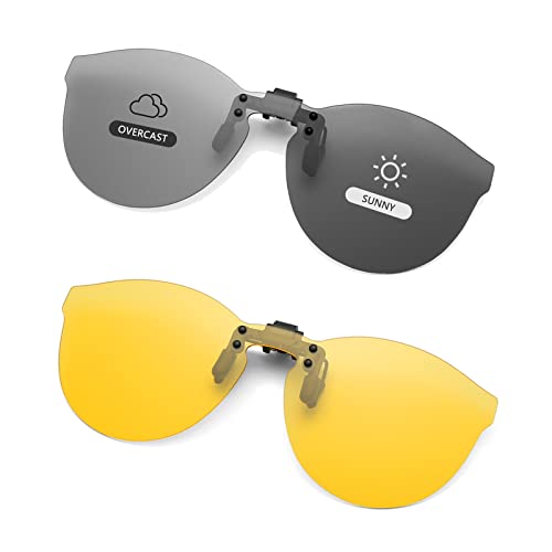 Long Keeper Lunettes de soleil à clipser – Lunettes de soleil polarisées à clipser pour homme et femme, lunettes à clipser pour conduite, pêche en plein air, Photochromique + vision nocturne