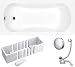 Produktbild VBChome Badewanne 170x70 cm Acryl SET Wannenträger Siphon Wanne Rechteck Weiß Design Modern Styroporträger Ablaufgarnitur in Chrom Viega Simplex (170x70 cm)