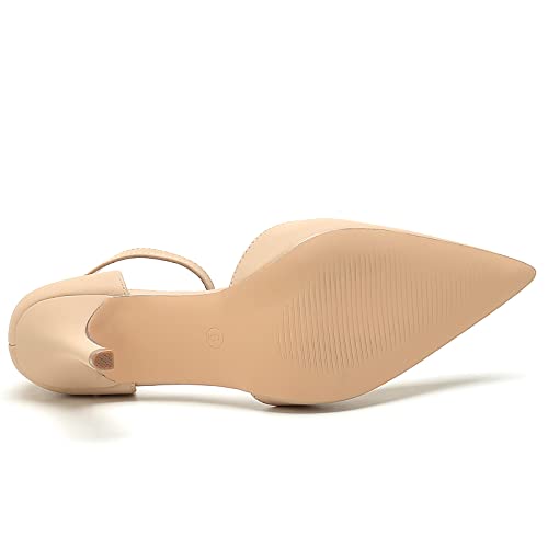 Odisen Women's Closed Toe Heels Pointed Toe Pumps Shoes Nude Nubuck 6 - image 8