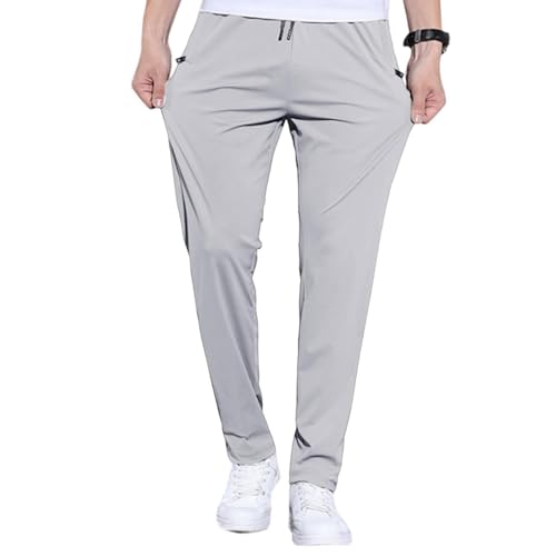 Pantalones de senderismo para hombre, pantalones deportivos para correr, pantalones elásticos de secado rápido, pantalones deportivos para correr, transpirables, ligeros, suaves y activos, Gris claro