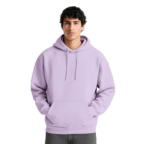 Image of NOBERO Oversized Solid Hooded Sweatshirt for Men | Oversized Hoodie for Men | Hooded Pullover | Cotton Rich Printed Hoodie 280 GSM Fleece