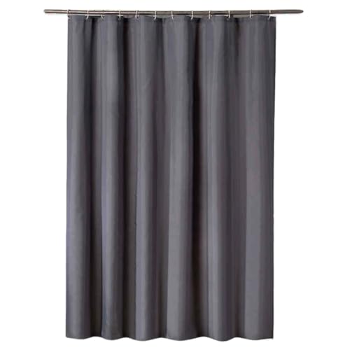 Lawnoval Cortina de ducha de poliéster gris oscuro, 80 x 180 cm a 180 x 200 cm, con ojales de metal y ganchos incluidos, 100 x 180 cm